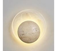 Wmmner Northern Europe Creativity Wall Mounted Lamp, Round Travertine Led Wall Sconce for Bedroom Living Room Dining Room