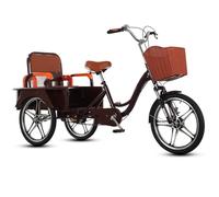 Wmmner Outdoor Cruiser Trikes with Hydraulic Front Fork,Rickshaw Tricycle with Pedals,Leisure Cargo Bike with Rear Cabin,Adult 3 Wheels Bicycle,Manned Trike with Foldable Back Seat