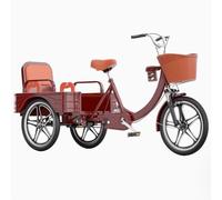 Wmmner Outdoor Cruiser Trikes with Hydraulic Front Fork,Rickshaw Tricycle with Pedals,Leisure Cargo Bike with Rear Cabin,Adult 3 Wheels Bicycle,Manned Trike with Foldable Back Seat