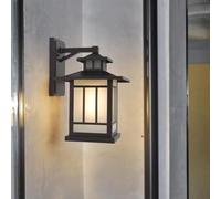 Wmmner Outdoor Wall Sconce Brown Square American Antique Wall Lantern Flat Glass Lampshade Waterproof/OneColor
