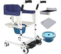 Wmmner Patient Transfer Lift,Steel Transport Wheelchair, Emergency Evacuation Chair Wheelchair Belt Safety Lifting,Device for Bathing Home Commode,Brown,Basicedition/Kblue/Comfortedition