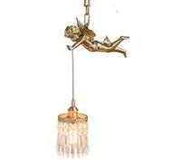 Wmmner Pendantlight, French Style All-Bronze Angel Light Crystal Retro Style Corridor Entrance Porch Balcony Bedside Ceiling Hanging Lamp Novel Decorated Chandelier Interesting Life