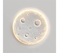 Wmmner Plaster Mural Wall Sconce, round Moon Design Art Deco Wall Lamp, Modern White Led Wall Mounted Light, Recessed Indoor Ceiling Wall Lighting Fixture for Living Room Bedroom Hallway/One
