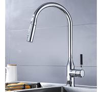 Wmmner Pull-Out Sprayer Kitchen Faucets Chrome,360 Degree Swivel Spout Faucet,Kitchen Sink Faucet 2 Types of Outlet Modes,Single Handle Hot and Cold Water Mixer