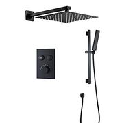 Wmmner Rain Shower System Gold Digital Display Bathroom Shower Faucet Set with Tub Spout, Wall Mounted Shower Combo Set Brass Rain Mixer Shower with Shower Head, Handheld Shower，12 inch/16 inch