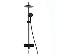 Wmmner Rain Shower System with 9 inch Shower Head, Shower Faucet Set Wall Mounted Brass Shower Combo Set Single Handle Rain Mixer Shower with Waterfall Tub Spout, 3 Modes Handhe，Black/Black