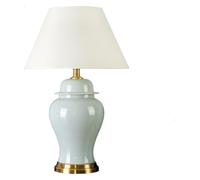 Wmmner Reading Lamp Desk Lamp Ceramics Table Lamp with Cloth Lampshade and Copper Base Modern Table Lamp, Luminaires Intérieur/Light Blue/Small