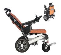 Wmmner Reclining Lightweight Electric Wheelchair for Seniors and Adults, Ideal Travel Companion with Foldable Portable Power Chair (1 Battery 25Km Range, Silver Frame), Airline Approved