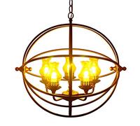 Wmmner Retro Industrial Restaurant Droplight Vintage Rustic Living Room Chandeliers 5-Lights Wrought Iron Earth Slamp Antique Openwork Metal Hanging Light Flush Mount Light
