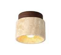 Wmmner Retro Mid Century Century Close to Ceiling Light Fixtures Natural Stone Lamp Body Semi Flush Mount Ceiling Light Rural Farmhouse Indoor Small Ceiling Lamp Kitchen Lighting Laundry Porch(White