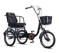 Wmmner Rickshaw Tricycles for Senior and Adult,Cruiser Bike with Hydraulic Front Fork,3 Wheels Bicycle with Dual Brakes,Movable Large Seat with Backrest,Pneumatic Tires Spoke Wheels/Black/16Inch