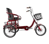 Wmmner Rickshaw Tricycles for Senior and Adult,Folding Cruiser Bike with Hydraulic Front Fork,3 Wheels Bicycle with Disc Brake,Large Seat with Backrest/Wine Red