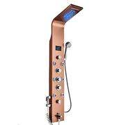 Wmmner Rose Golden Bathroom Shower Panel Column 5 Modes Led Rain Waterfall Bath Faucet with Swivel Jet and Bidet Hydroelectric