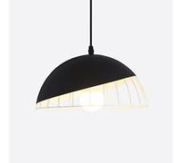 Wmmner Semi-Circular Simplicity Light Creativearon Ceiling Light Chandelier Elegant Personalized Hanging Lights Teahouse 1-Light Suspensiom Lamp Minimalist Metal Cage Lighting Fixture/Black