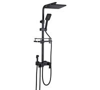 Wmmner Shower Head Black Rain Shower System, Height Adjustable Shower Faucets Sets with Rotation Bath Filler and Bidet Faucets, Rainfall Shower Head and Handheld Shower