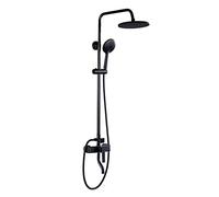 Wmmner Shower Head Handheld Showerantique Brass Shower System, Black Wall Mounted Shower Set with Round Overhead Shower Head Bath Tap, Traditional Shower Mixer Set for Bathroom Hotel Gym,C