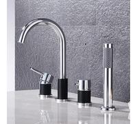 Wmmner Shower Head Set with Bathtub Mixer Tap Black & Chrome Bath Faucet with Handheld Shower and Hose Modern Bathtub Filling Mixer for Stylish Bathrooms/Black+Chrome