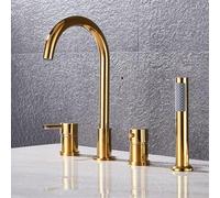 Wmmner Shower Head Set with Bathtub Mixer Tap Black & Chrome Bath Faucet with Handheld Shower and Hose Modern Bathtub Filling Mixer for Stylish Bathrooms/Gold