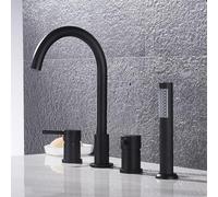 Wmmner Shower Head Set with Bathtub Mixer Tap Black & Chrome Bath Faucet with Handheld Shower and Hose Modern Bathtub Filling Mixer for Stylish Bathrooms/Noir