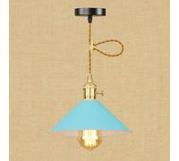 Wmmner Simple Wrought Iron Chandelier Small Color Metal Lampshade Dining Room Kitchen Bedroom Ceiling Lamp E27 Single Head Adjustable Lighting Bar Barn Lamp,Ceiling Chandelier/Blu