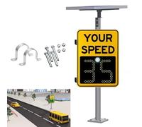 Wmmner Solar Flashing Speed Limit Sign, Reflective Aluminum Display Ratraffic Sign Vehicle Detector, Weatherproof, with Accessories, 20"X27"/24"X35"/Yellow/60 * 90Cm