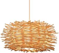 Wmmner Southeast Asia Rattan Chandelier Japanese Style Bird's Nest Light Bird's Nest Lamp Antique Rattan,Ceiling Chandelier/Natural/19.7In