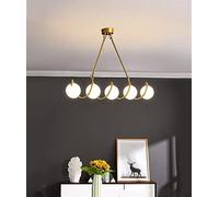 Wmmner Spiral Glass Ball Dining Chandeliers Brass Home Decor Lighting Ceiling Hanging Lights Kitchen Island Lamp,Chandelier/5 Heads/Cold 6000K