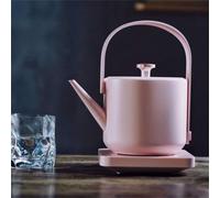 Wmmner Stainless Steel Retro Electric Kettle - 600Ml 1200W Stylish Teapot for Home & Travel Use/Pink