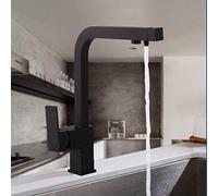 Wmmner Stylish Black Kitchen Sink Faucet - 360° Rotating Dual Handle Mixer Seven-Letter Design Easy to Install Water Purifier Tap for Modern Homes & Elegant