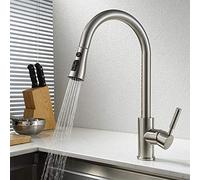 Wmmner Stylish Brass Plated Pull Down Kitchen Faucet - Single Hole Bathroom Sink Mixer Tap Perfect for Home Renovation & Modern Kitchens - Universal Fit/K