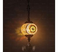 Wmmner Suspension À 1 Globe Mosaïque, Suspension Décorative Bohème Pour Salle À Manger, Salon, Bar, Hôtel, Lustre En Verre Pour Chambre À Coucher/G/15 X 10 Cm (6 X 4 Pouces)