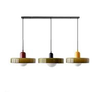 Wmmner Suspension Moderne Du Milieu Du Siècle 3 Lumières Vintage Verre Vert Suspension Plafond Ferme Salle À Manger Lustre Au-Dessus de La Table Linéaire Îlot de Cuisine Luminaire Pour Chambre À Couch