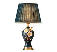 Wmmner Table Light Nightstand Lamp Ceramic Table Lamp Bedroom Bedside Table Lamp Warm Fabric Lampshade Desk Lamps Living Room Decoration Table Lamps for Bedroom(Remote Control Switch)/Push Button Swit