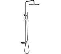 Wmmner Thermostatic Shower Mixer Set, Multi-Function Wall Mount Exposed Shower Column Bathroom Faucet with Diverter Rain Head, Solid Brass Shower System Set with Shower Head and Shower Ho Decoration/C