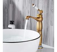 Wmmner Traditional Chrome Tall Bathroom Basin Mixer Tap with Single Lever Antique Brass Finish Hot and Cold Water Faucet for Sink Decoration