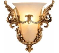 Wmmner V-Intage Gothic Style Gold Wall Sconce, Resin Glass Shade Wall Bedside Lamp, European Style Retro Led Wall Light,for Living Room