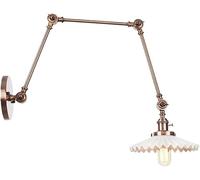 Wmmner V-Intage Loft Wall Light Industrial Metal Adjustable Swing Three Arm Retro Wall Lamp E27 Socket with Ceramic Shade Wall Sconce Bronze Interior Lighting,for Living Room