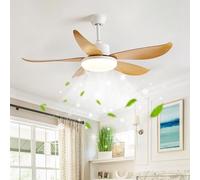 Wmmner Ventilateur de Plafond 42 Pouces Avec Éclairage, Moteur Dc Réversible, Lampe Moderne À 6 Vitesses Avec Télécommande, Ventilateur de Plafond Pour Chambre À Coucher, Lustre À Intensité Variable P