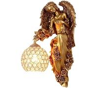 Wmmner Vintage Hallway Wall Light Fixture Crystal Cage Farmhouse Wall Sconce Victorian Resin Angel Large Nordic Antique Gold Wall Mounted Lamp for Bedroom Living Room Bathroom Corner(Left)/One Color/L