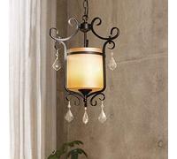 Wmmner Vintage Industrial Ceiling Lamp Shade Single Head American Country Antique Metal Crystal Glass Chandelier with Crystal Droplet Living Room Bedroom Hanging Suspension Lantern E27 Commemoratio