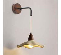 Wmmner Vintage Industrial Wall Sconce Rustic Farmhouse Bedside Lamps Concrete Lotus Flower Wall Sconce Wood Hanging Indoor Mid Century Modern Wall Light for Bedroom Living Room Office Bathroom/Walnut