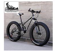 Wmmner Vollfederung Mountainbikes Mit Doppelscheibenbremse Für Erwachsene Männer Frauen, High-Carbon Steel Fat Tire Mountain Trail Bike All Terrain Mountain Bicycle, New Blue 1,26 Zoll 7 Geschwindigke