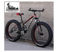 Wmmner Vollfederung Mountainbikes Mit Doppelscheibenbremse Für Erwachsene Männer Frauen, High-Carbon Steel Fat Tire Mountain Trail Bike All Terrain Mountain Bicycle, New Blue 1,26 Zoll 7 Geschwindigke