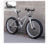 Wmmner Vollfederung Mountainbikes Mit Doppelscheibenbremse Für Erwachsene Männer Frauen, High-Carbon Steel Fat Tire Mountain Trail Bike All Terrain Mountain Bicycle, New Blue 1,26 Zoll 7 Geschwindigke