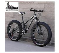 Wmmner Vollfederung Mountainbikes Mit Doppelscheibenbremse Für Erwachsene Männer Frauen, High-Carbon Steel Fat Tire Mountain Trail Bike All Terrain Mountain Bicycle, New Blue 1,26 Zoll 7 Geschwindigke
