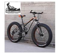 Wmmner Vollfederung Mountainbikes Mit Doppelscheibenbremse Für Erwachsene Männer Frauen, High-Carbon Steel Fat Tire Mountain Trail Bike All Terrain Mountain Bicycle, New Blue 1,26 Zoll 7 Geschwindigke