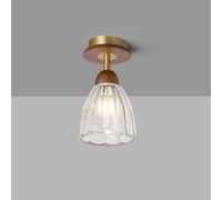 Wmmner Wabi Sabi Style Wood Lamp Modern Glass Flush Mount Ceiling Light with Flower Stransparent Vintage Ceiling Lamp for Bathroom Living Room Dining Room Bedroom Corridor Children's Room Hall(2/One C