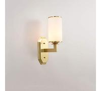 Wmmner Wall Lamp, Postmodern Simple Wall Light H65 Copper Wall Lamp，Cylinder Cloud White Glass Lampshade, Golden Finish, E27 Led Bedroom Headboard Wall Sconce Lighting Fixtures (2 Light)/Bronze/1 Ligh