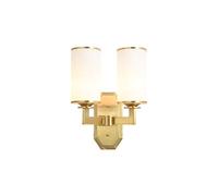 Wmmner Wall Lamp, Postmodern Simple Wall Light H65 Copper Wall Lamp，Cylinder Cloud White Glass Lampshade, Golden Finish, E27 Led Bedroom Headboard Wall Sconce Lighting Fixtures (2 Light)/Bronze/2 Ligh