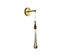Wmmner Wall Lamp Single Head Brass Wall Light Teardrop Crystal Wall Lights Modern 4W Led 4000K Lighting Wall Lamps Bedroom Bedside Lamp Simple Copper Wall,One Color